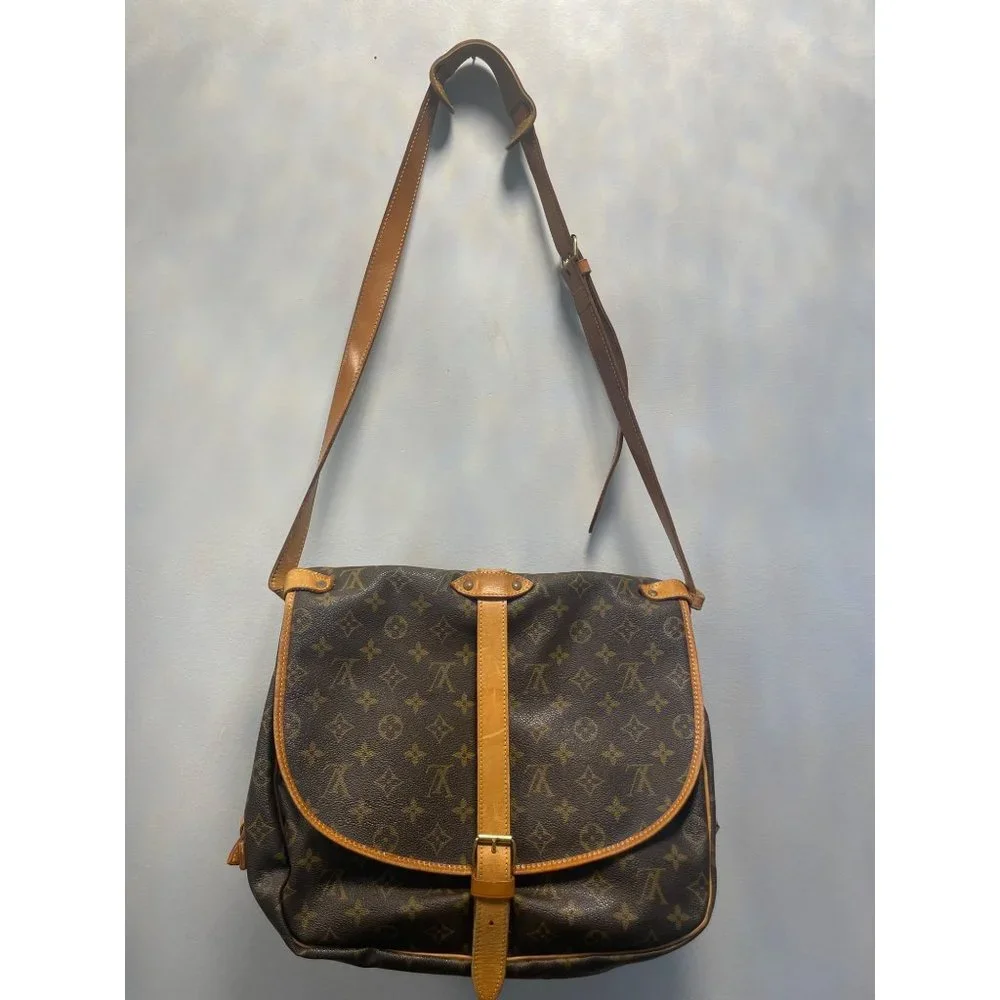 Authentic Louis‎ Vuitton Monogram Saumur 35 Shoulder Cross Bag M42254 LV 4581H